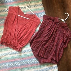 Bundle 2 shirts crop top red spring/ summer bundle